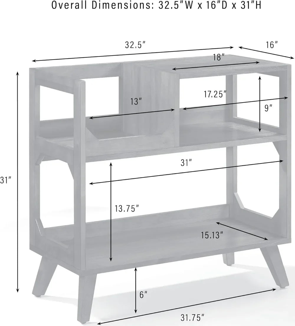 Mid-Century Modern Vinyl Record Player Stand – Asheville Walnut Media Console (Medium)
