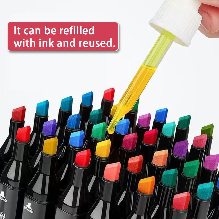 Dual-Tip Alcohol Markers – Vibrant, Permanent Colors for Art, School & Gifting
