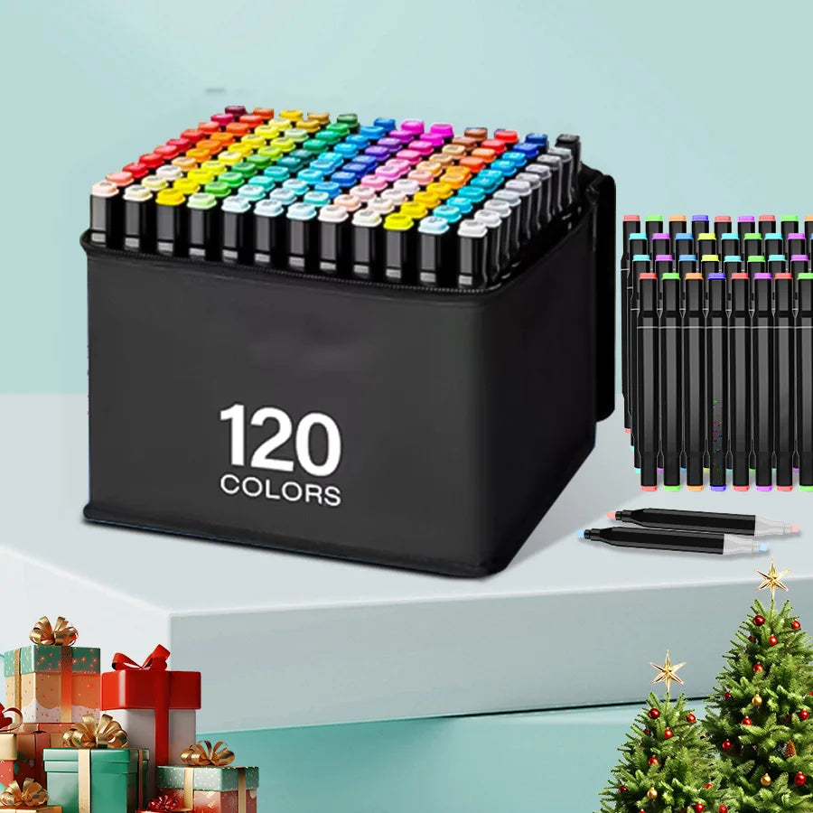 Dual-Tip Alcohol Markers – Vibrant, Permanent Colors for Art, School & Gifting