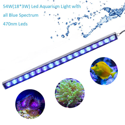 Populargrow 54W / 81W / 108W LED Aquarium Light – 470nm Blue Spectrum LED Strip for Coral Reef & Marine Fish Tanks