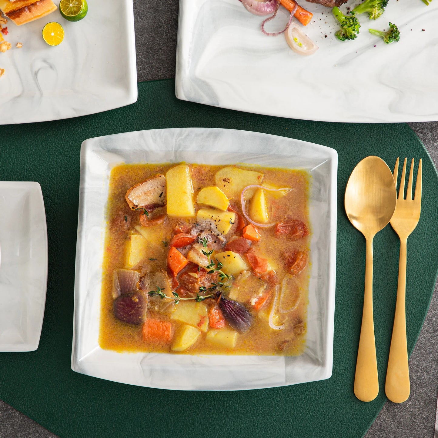 30/60PCS Marble Grey Porcelain Tableware Dinnerware Set with 6PCS Dessert/Soup/Dinner Plate/Cup/Saucer,Service for 12