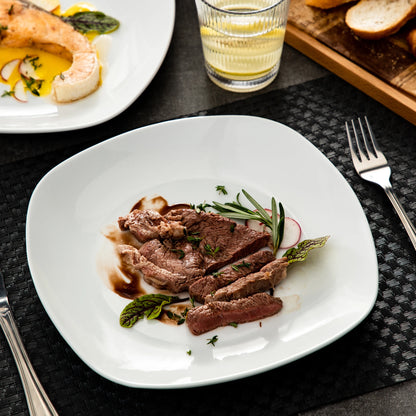 6-Piece 9.75" Ceramic White Porcelain Dinner Plate Set Beef Fruit Salad Plate Dishes Dinnerware Tableware Service