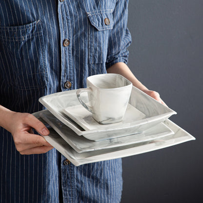 30/60PCS Marble Grey Porcelain Tableware Dinnerware Set with 6PCS Dessert/Soup/Dinner Plate/Cup/Saucer,Service for 12