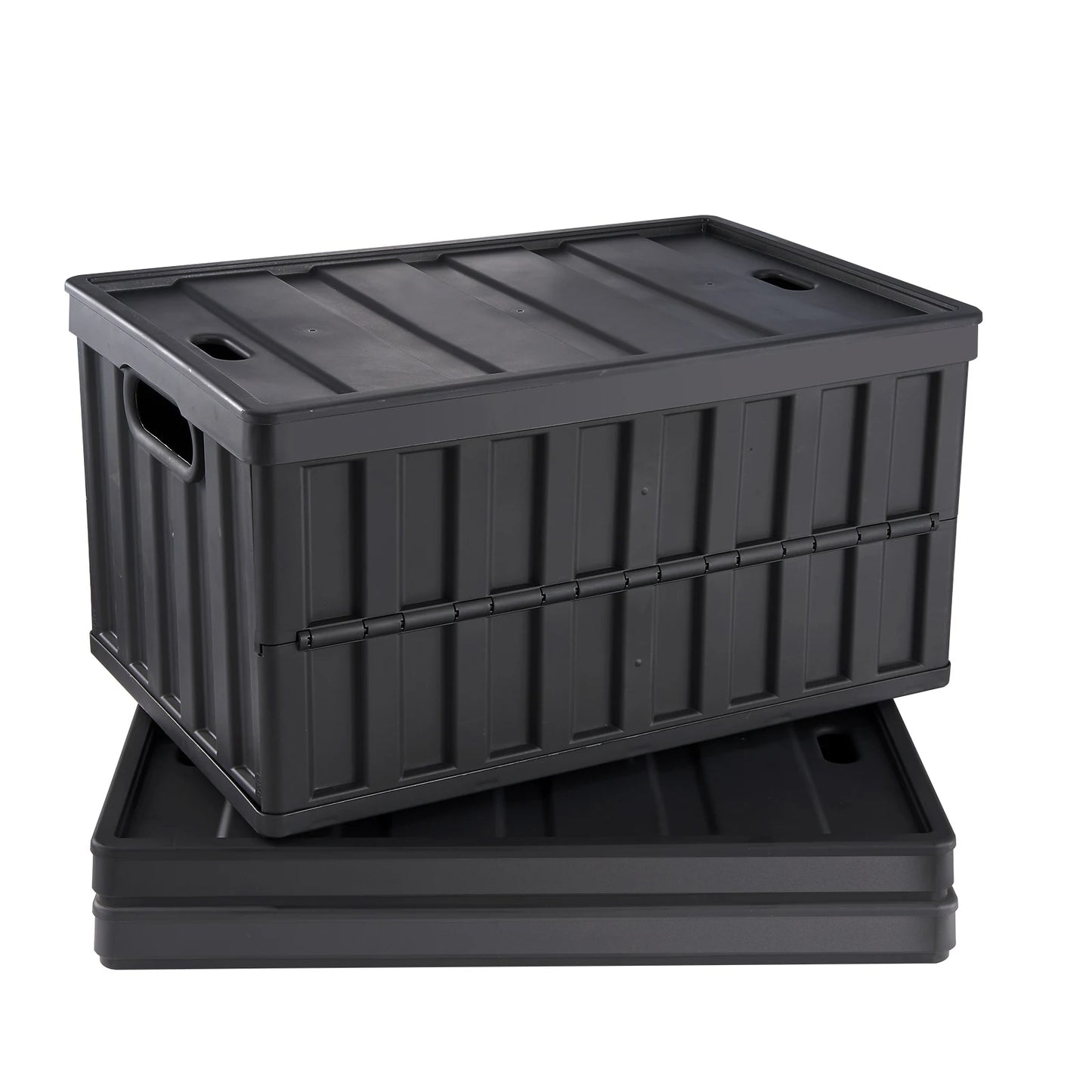 SucceBuy 45L/65L Collapsible Storage Bins Folding Stackable Utility Garage Crates with Lids Handles for Clothes Snack Grocery
