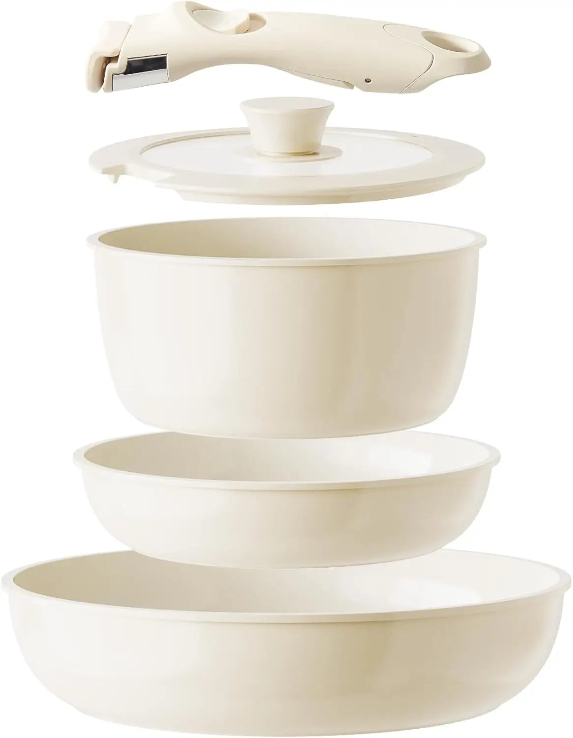 Ceramic Nonstick Pots and Pans Set – 5-Piece RV-Friendly Cookware with Removable Handles