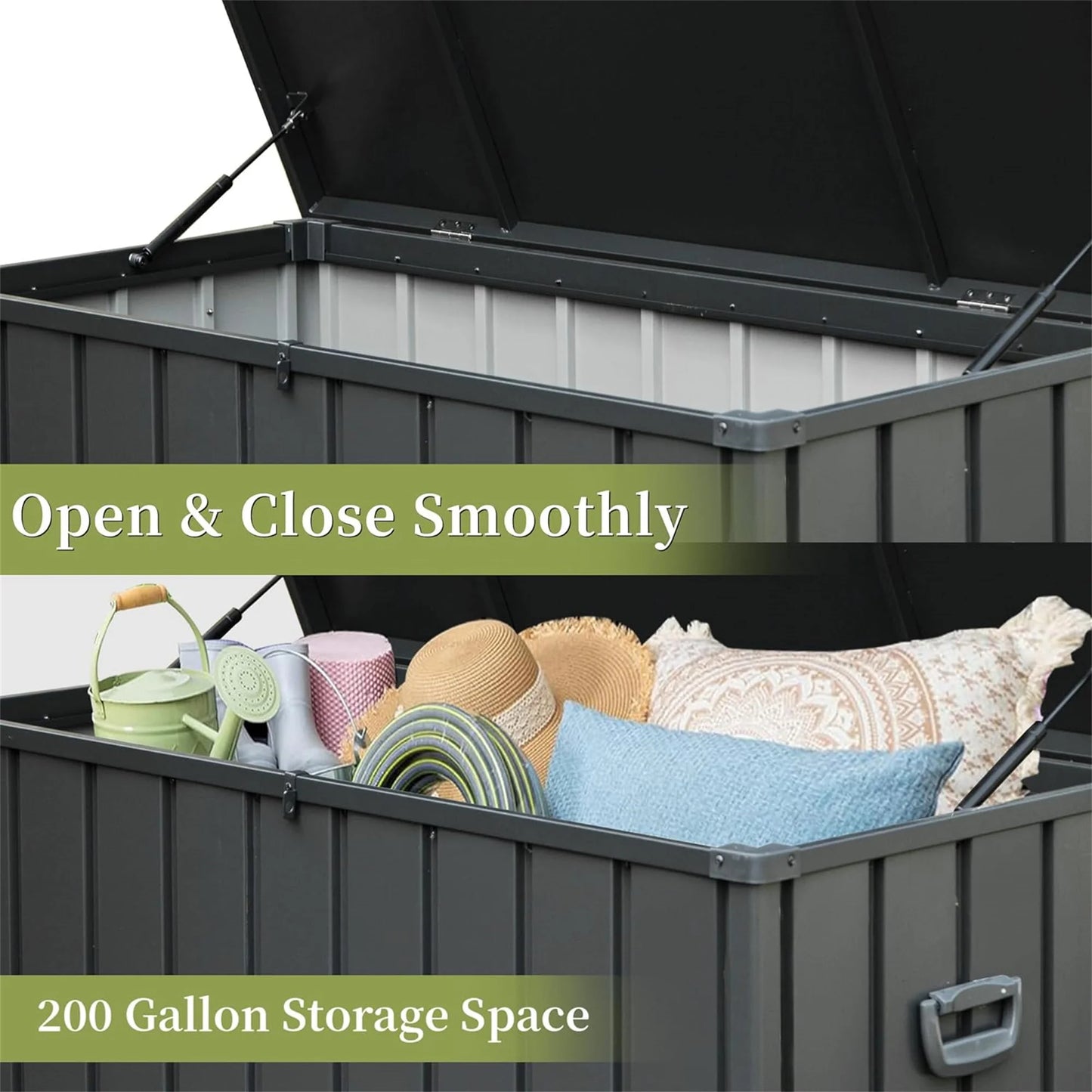 200-Gallon Lockable Steel Deck Box – Large Waterproof Storage Container for Patio Furniture, Garden Tools, and Pool Supplies