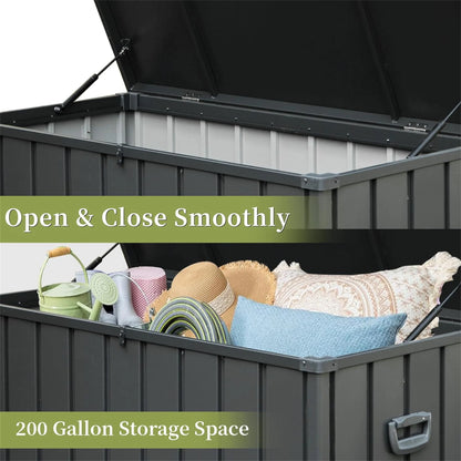 200-Gallon Lockable Steel Deck Box – Large Waterproof Storage Container for Patio Furniture, Garden Tools, and Pool Supplies