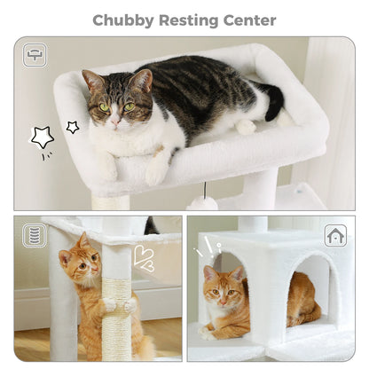 Multi-Level Indoor Cat Tree – Large Cat Tower with Sisal Scratching Posts, Spacious Condo, Toys & Scratcher – Available in 6 Colors