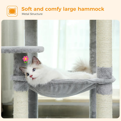 Multi-Level Indoor Cat Tree – Large Cat Tower with Sisal Scratching Posts, Spacious Condo, Toys & Scratcher – Available in 6 Colors