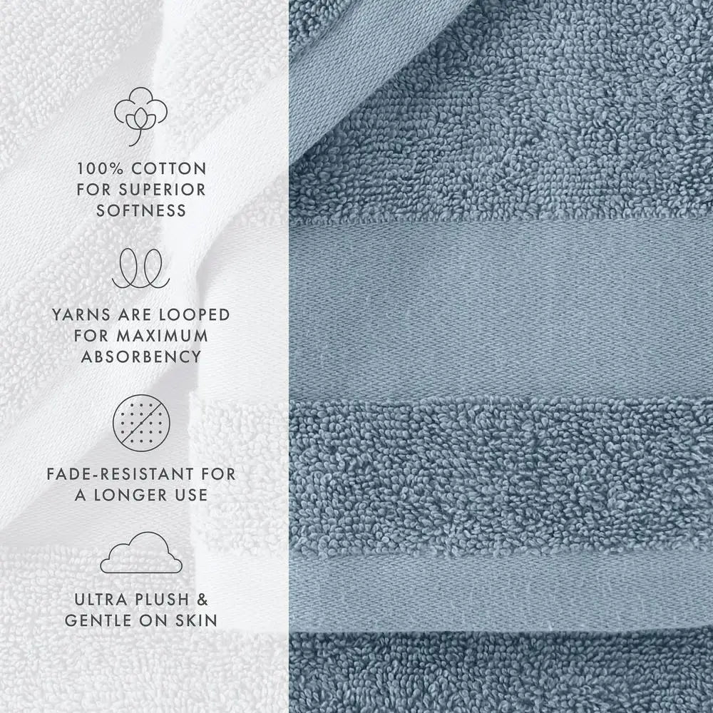 6 Piece Cotton Bath Towel Set Luxury Soft Fade Resistant Low Linting Machine Washable Hotel Quality Towels Home Bathroom