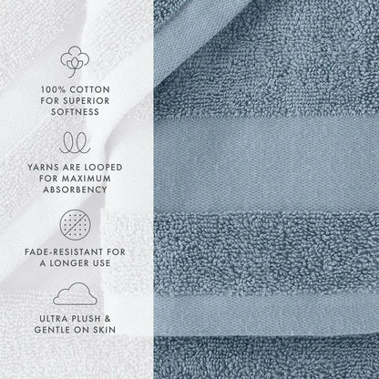 6 Piece Cotton Bath Towel Set Luxury Soft Fade Resistant Low Linting Machine Washable Hotel Quality Towels Home Bathroom