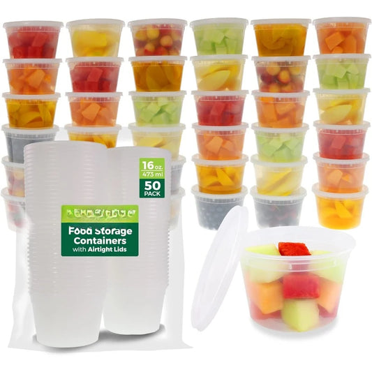 16 oz Deli Containers with Lids – Food Storage, Slime, Soup, Meal Prep | Microwave & Freezer Safe
