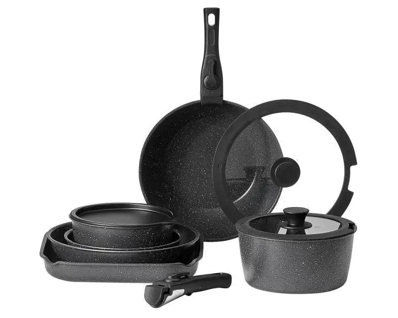 17-Piece Granite Nonstick Cookware Set – Induction-Compatible Pots & Pans with Frying, Sauce & Sauté Pans for Kitchen Cooking