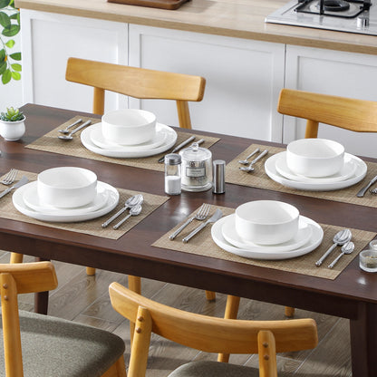 12/24 Piece Ceramic Porcelain Dinnerware Set with 4 Pcs Dinner/Dessert Plates,Bowl Tableware Set Service for 4