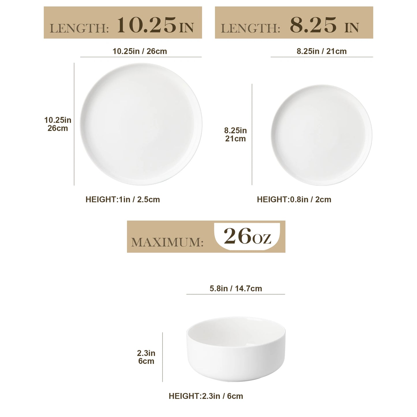 12/24 Piece Ceramic Porcelain Dinnerware Set with 4 Pcs Dinner/Dessert Plates,Bowl Tableware Set Service for 4