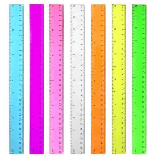 Colorful Transparent Plastic Ruler , Children's School Ruler, Assorted Colors, Transparent Ruler, 7 Pack School Ruler