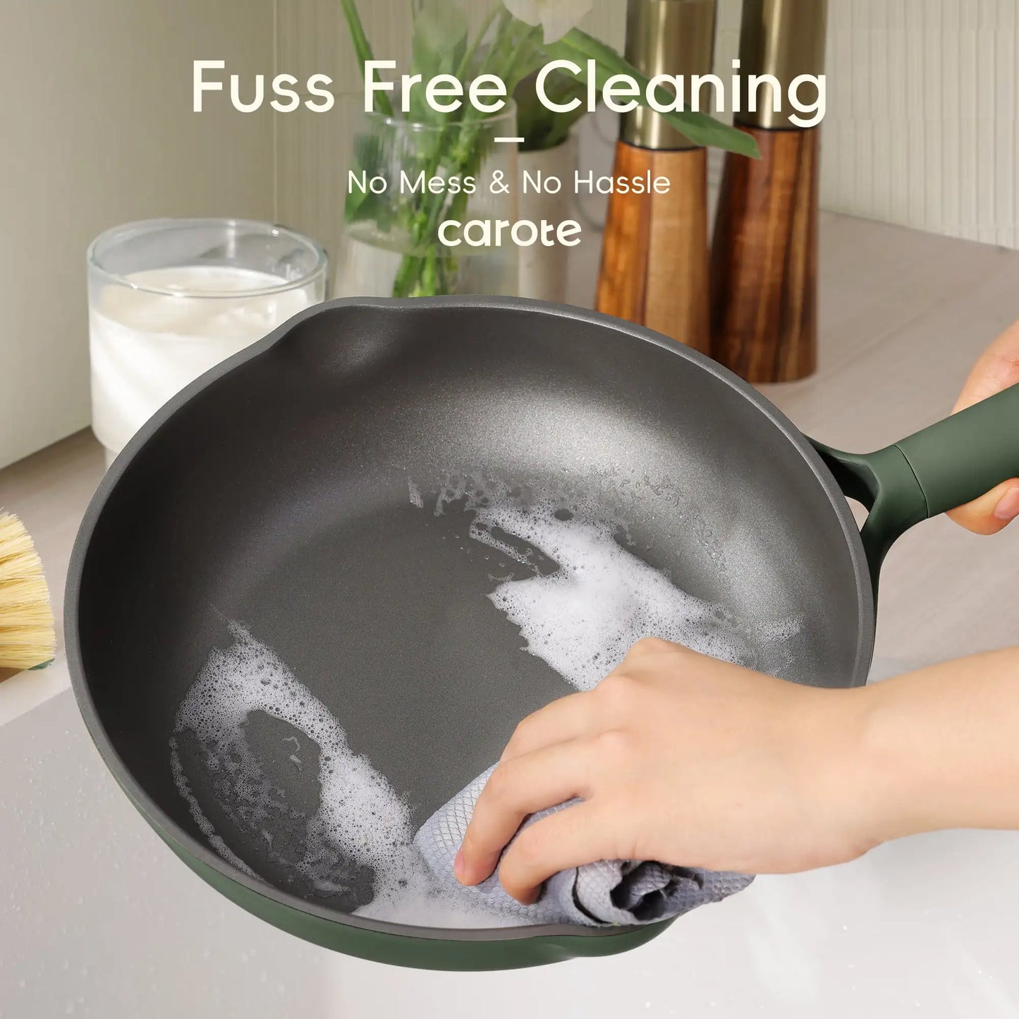 Nonstick Pots and Pans Set – 19-Piece Induction-Compatible Cookware in Dark Green