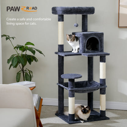 Multi-Level Indoor Cat Tree – Large Cat Tower with Sisal Scratching Posts, Spacious Condo, Toys & Scratcher – Available in 6 Colors