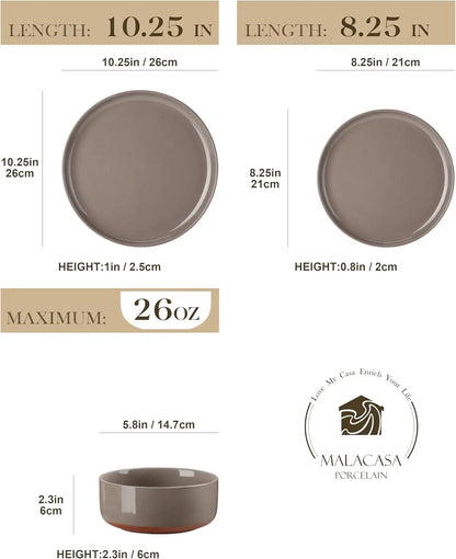 Plates and Bowls Sets, 24 Pieces Modern Ceramic Dinnerware Set for 8 Kitchen Dinner Set Stoneware Dishware Dishes Set Microwave