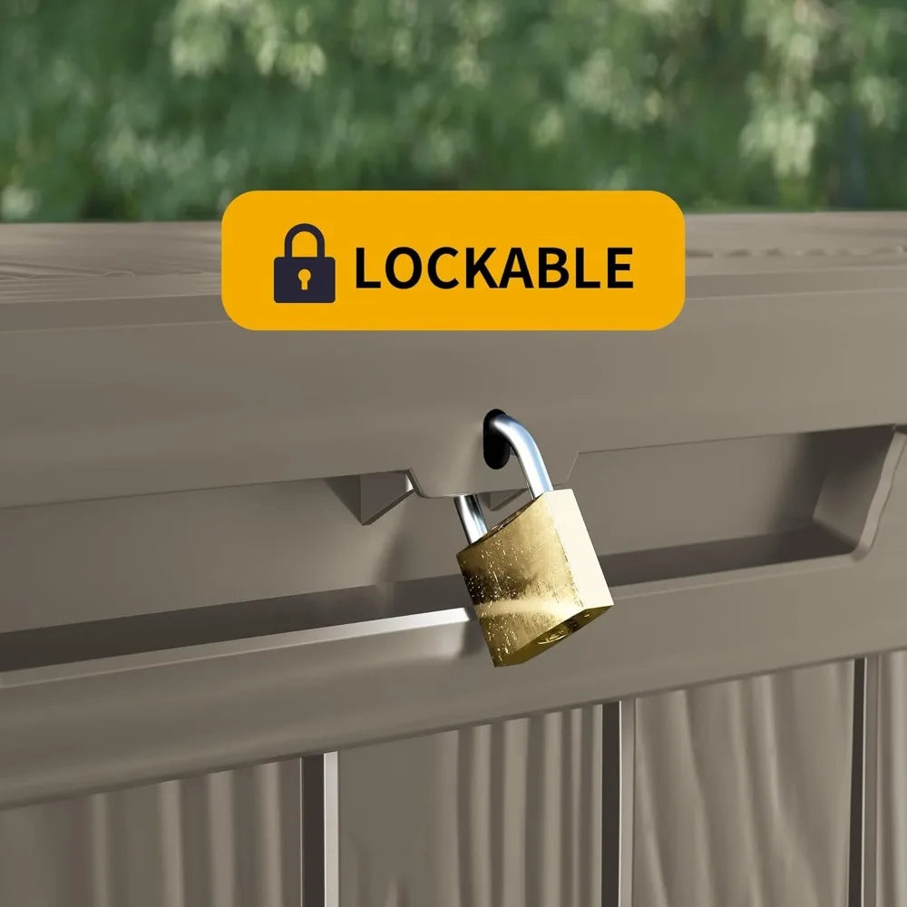 320 Gallon Outdoor Lockable Resin Deck Box – Waterproof, UV-Resistant Patio Storage for Furniture, Garden Tools & Pool Accessories