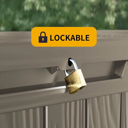 320 Gallon Outdoor Lockable Resin Deck Box – Waterproof, UV-Resistant Patio Storage for Furniture, Garden Tools & Pool Accessories