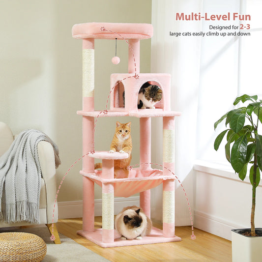 Multi-Level Indoor Cat Tree – Large Cat Tower with Sisal Scratching Posts, Spacious Condo, Toys & Scratcher – Available in 6 Colors
