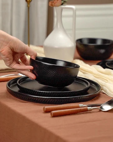 Earthsong 24-Piece Dinnerware Set for 8 – Ceramic Plates and Bowls, Microwave & Dishwasher Safe Stoneware