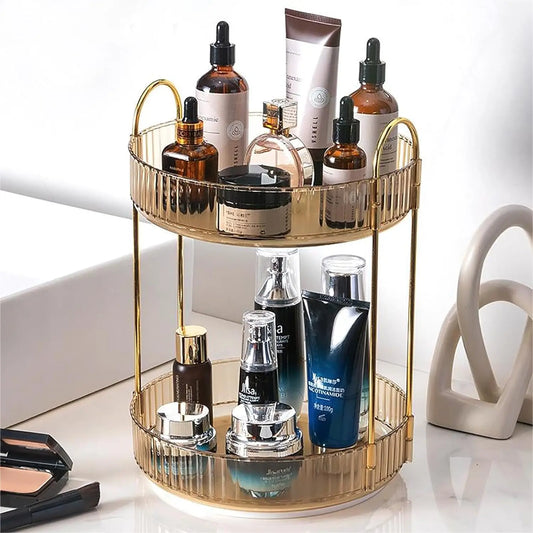360° Spinning Makeup Organizer – Large Vanity Storage for Skincare, Perfume & Cosmetics
