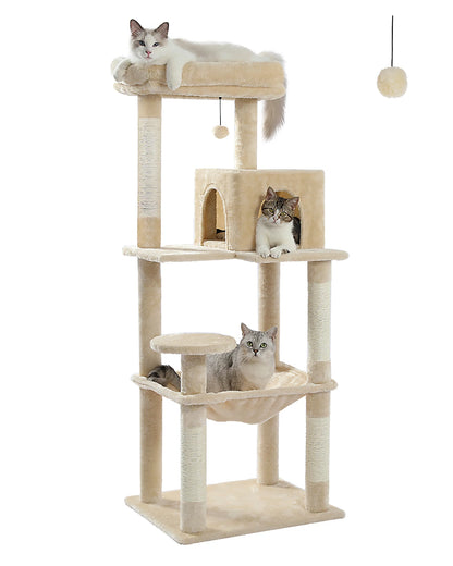 Multi-Level Indoor Cat Tree – Large Cat Tower with Sisal Scratching Posts, Spacious Condo, Toys & Scratcher – Available in 6 Colors