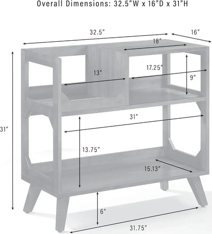 Mid-Century Modern Vinyl Record Player Stand – Asheville Walnut Media Console (Medium)