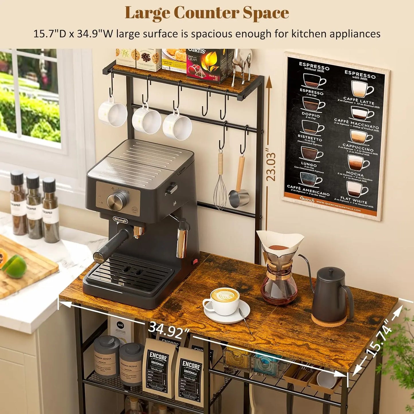 VersaRack™ 6-Tier Kitchen Organizer – Adjustable Baker’s Rack with Hooks & Microwave Shelf