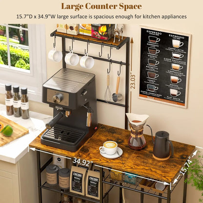 VersaRack™ 6-Tier Kitchen Organizer – Adjustable Baker’s Rack with Hooks & Microwave Shelf