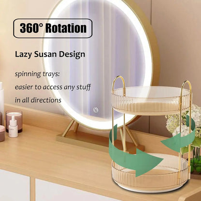 360° Spinning Makeup Organizer – Large Vanity Storage for Skincare, Perfume & Cosmetics