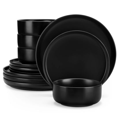 12/24 Piece Ceramic Porcelain Dinnerware Set with 4 Pcs Dinner/Dessert Plates,Bowl Tableware Set Service for 4