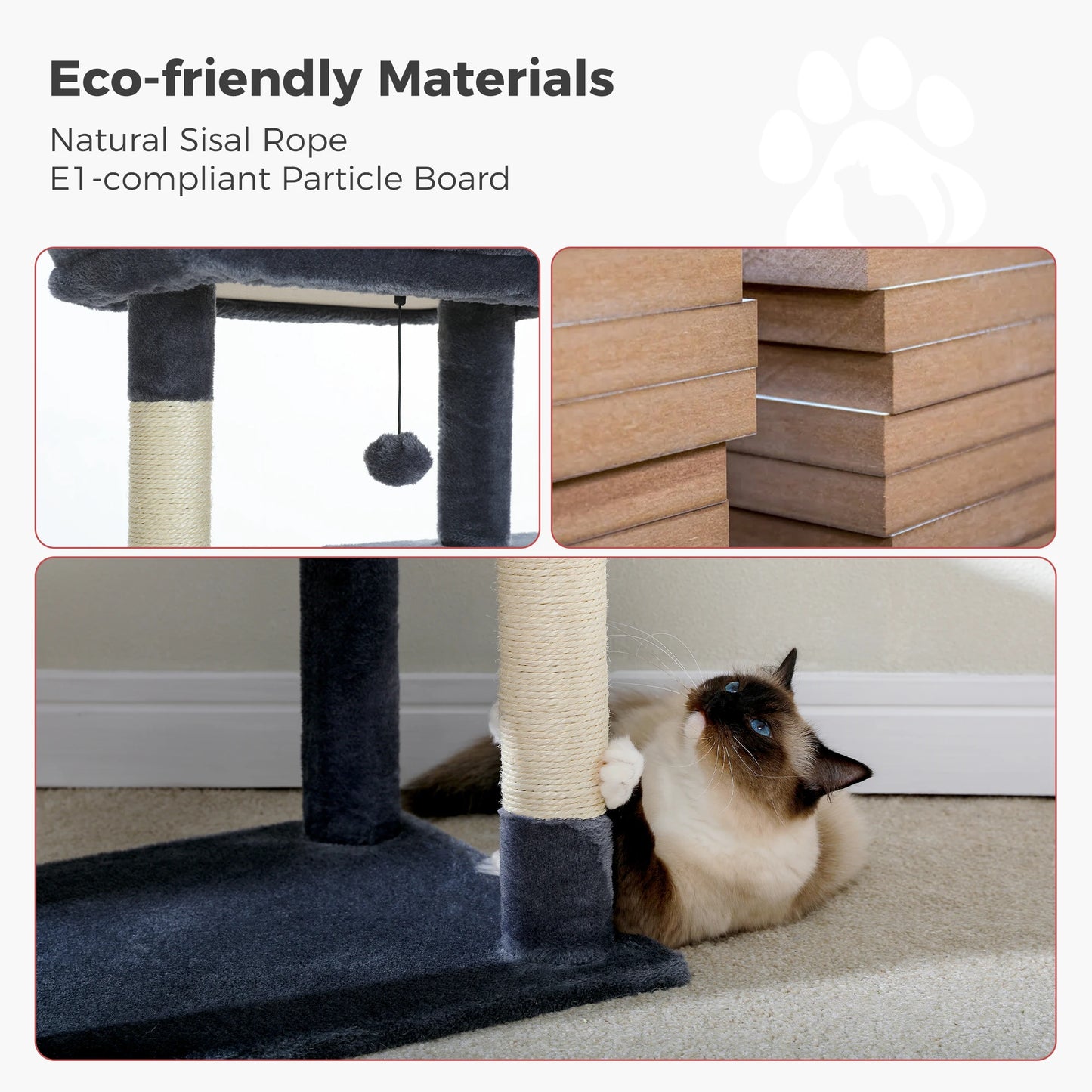 Multi-Level Indoor Cat Tree – Large Cat Tower with Sisal Scratching Posts, Spacious Condo, Toys & Scratcher – Available in 6 Colors