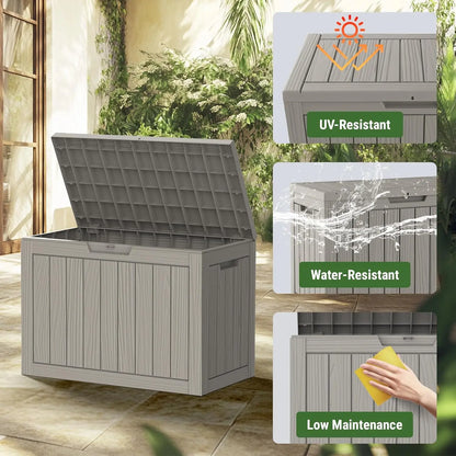 45-Gallon Outdoor Resin Storage Box – Waterproof Deck Chest for Patio Furniture Cushions, Pool Supplies, and Garden Tools