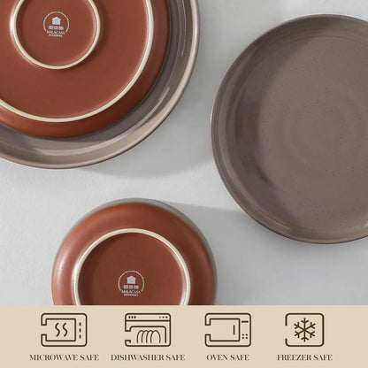 Plates and Bowls Sets, 24 Pieces Modern Ceramic Dinnerware Set for 8 Kitchen Dinner Set Stoneware Dishware Dishes Set Microwave