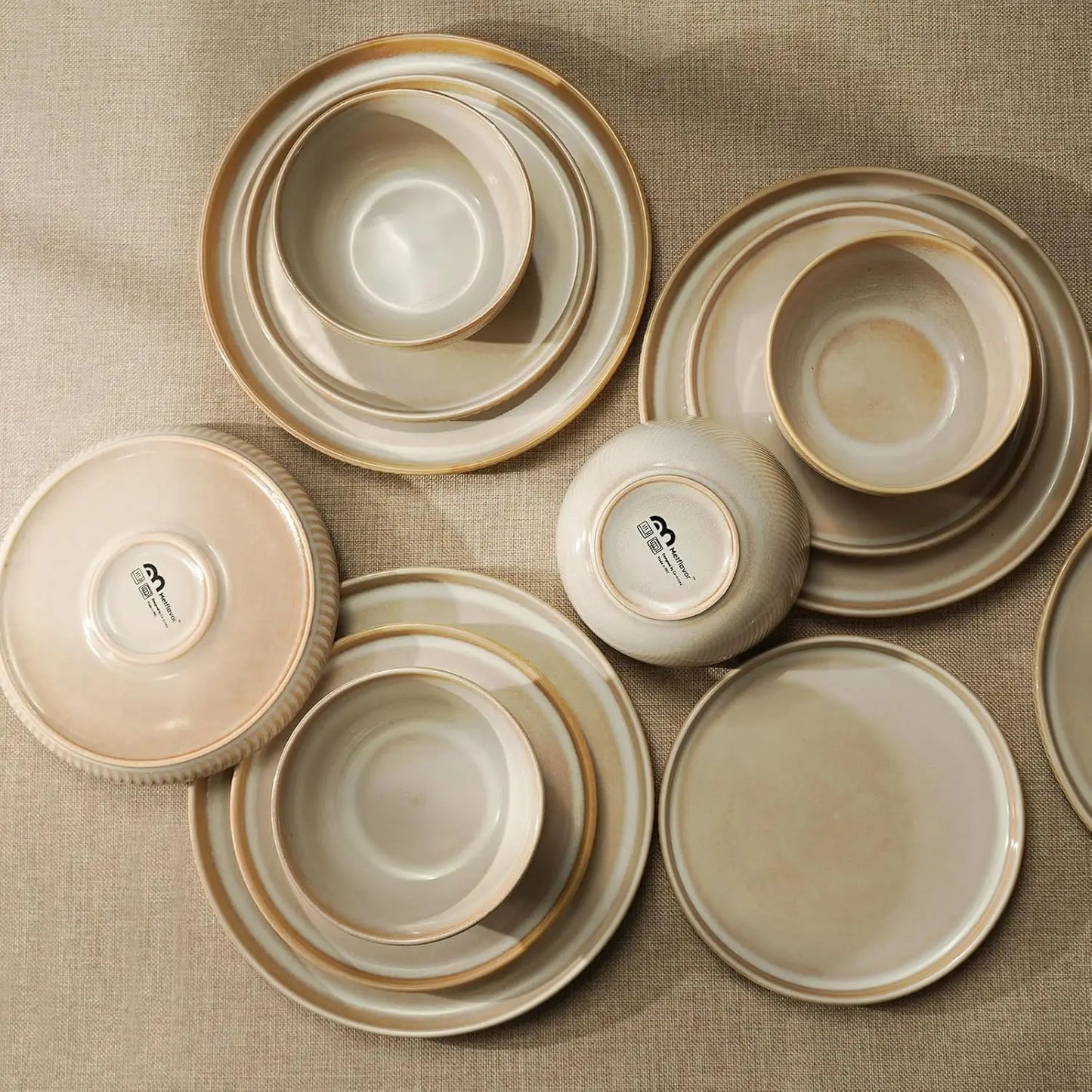 Earthsong 24-Piece Dinnerware Set for 8 – Ceramic Plates and Bowls, Microwave & Dishwasher Safe Stoneware