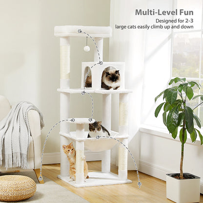 Multi-Level Indoor Cat Tree – Large Cat Tower with Sisal Scratching Posts, Spacious Condo, Toys & Scratcher – Available in 6 Colors