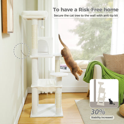 Multi-Level Indoor Cat Tree – Large Cat Tower with Sisal Scratching Posts, Spacious Condo, Toys & Scratcher – Available in 6 Colors