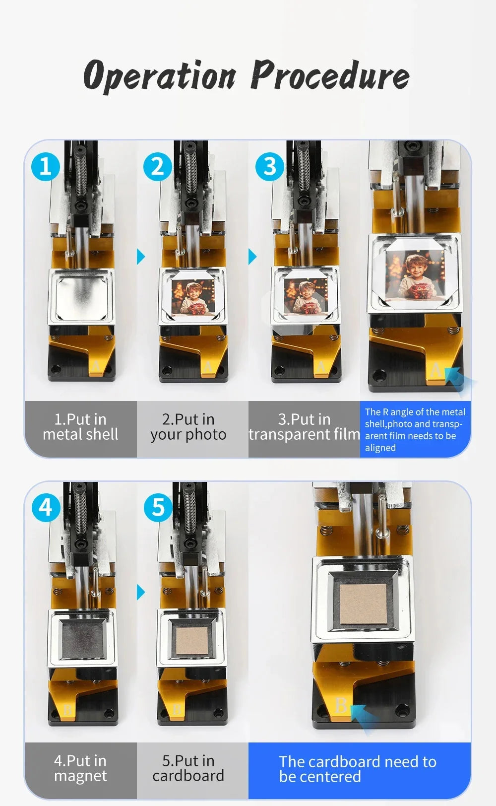 DIY 2.5x2.5” Square Fridge Magnet Making Machine – 63.5mm Photo Magnet Button Maker Kit for Refrigerator Crafts