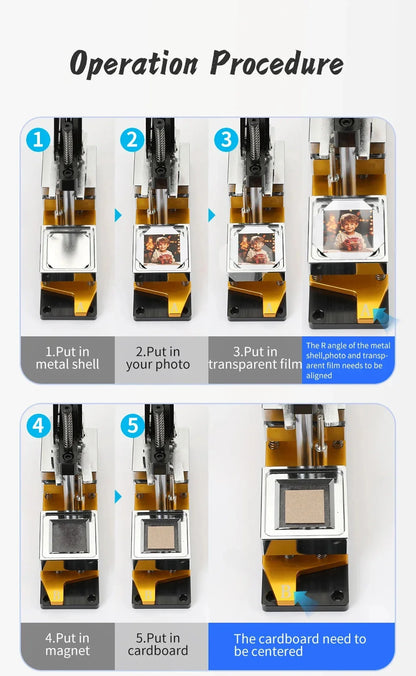 DIY 2.5x2.5” Square Fridge Magnet Making Machine – 63.5mm Photo Magnet Button Maker Kit for Refrigerator Crafts