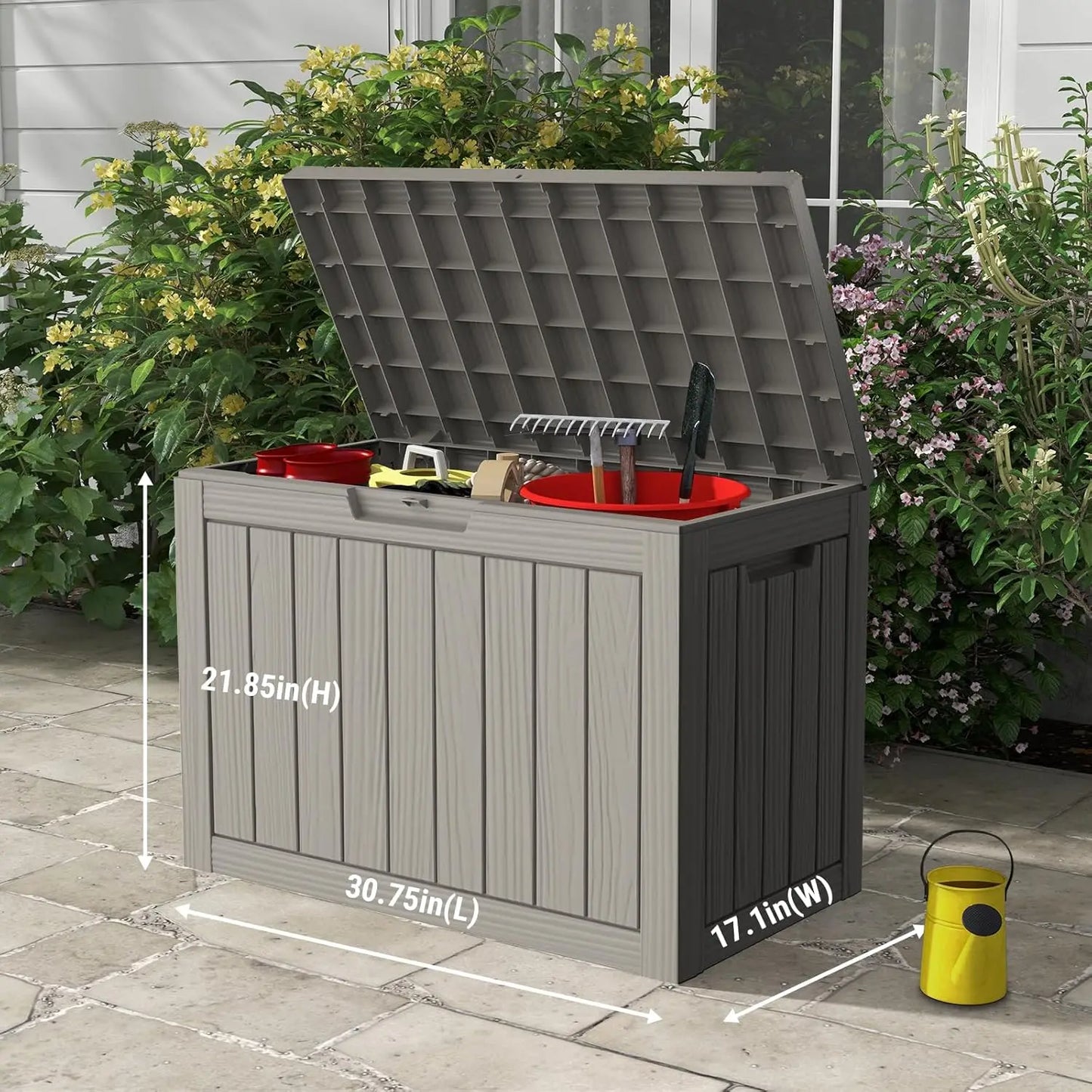 45-Gallon Outdoor Resin Storage Box – Waterproof Deck Chest for Patio Furniture Cushions, Pool Supplies, and Garden Tools