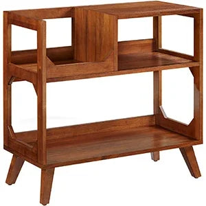 Mid-Century Modern Vinyl Record Player Stand – Asheville Walnut Media Console (Medium)