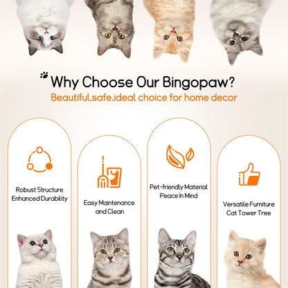 110cm Modern Solid Wood Cat Tree – Climbing Tower & Activity Center with Scratching Post for Kittens and Cats