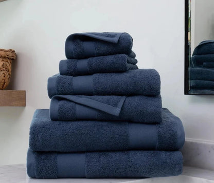 6 Piece Cotton Bath Towel Set Luxury Soft Fade Resistant Low Linting Machine Washable Hotel Quality Towels Home Bathroom