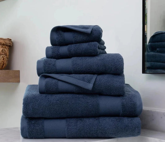 6 Piece Cotton Bath Towel Set Luxury Soft Fade Resistant Low Linting Machine Washable Hotel Quality Towels Home Bathroom