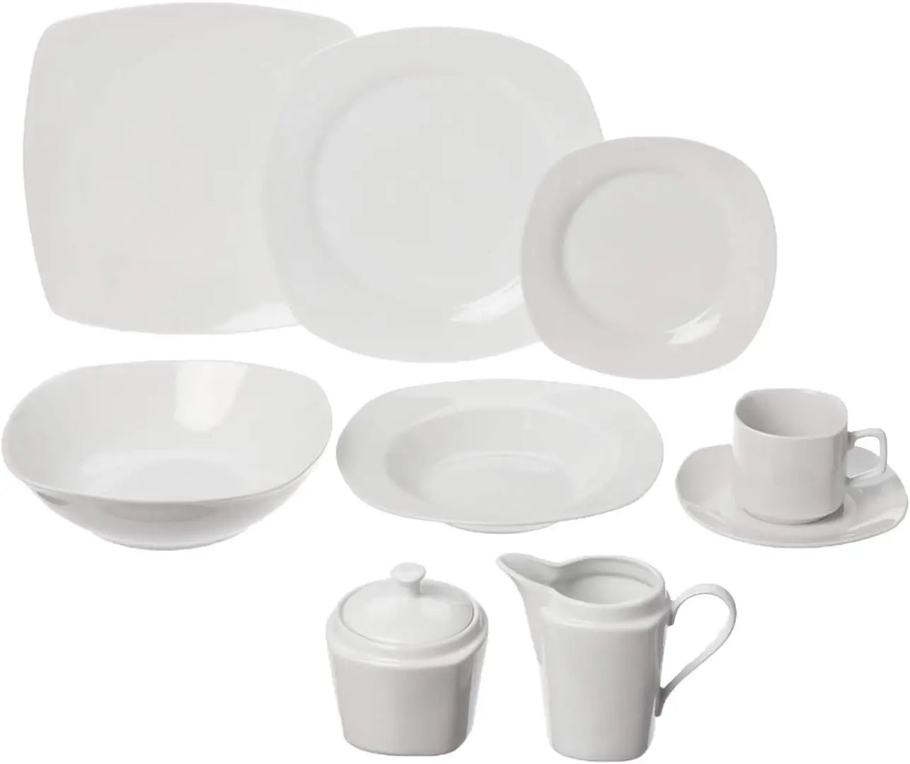 45-Piece Square Dinnerware Set, White
