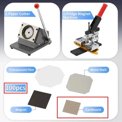 DIY 2.5x2.5” Square Fridge Magnet Making Machine – 63.5mm Photo Magnet Button Maker Kit for Refrigerator Crafts