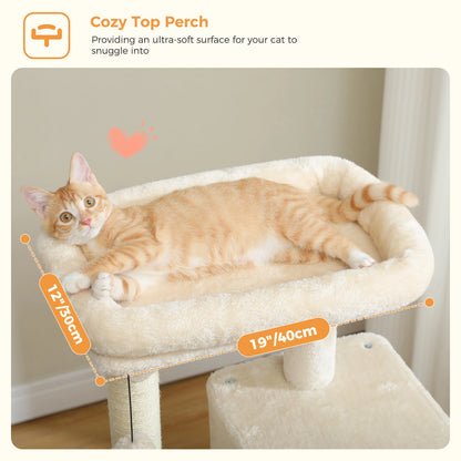 Multi-Level Indoor Cat Tree – Large Cat Tower with Sisal Scratching Posts, Spacious Condo, Toys & Scratcher – Available in 6 Colors